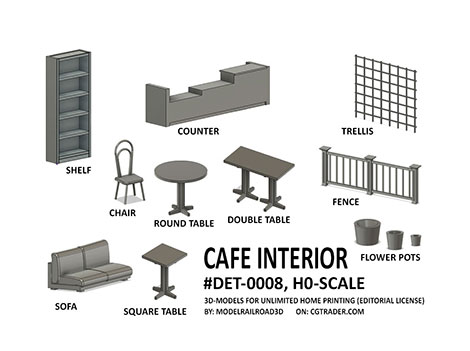 H0-scale interior for cafe or coffee house