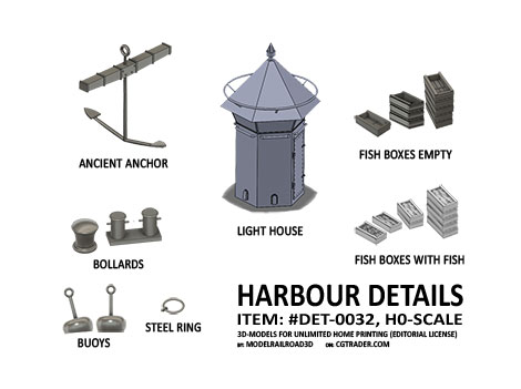 Harbour details in H0-scale for the model railway
